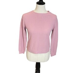 Cat & Jack Girls Pink Waffle Knit Long‎ Sleeve Pullover Top Size L (10/12